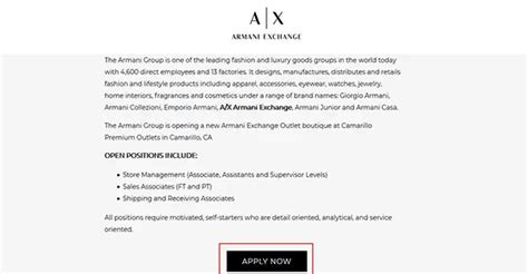 careers at armani exchange|armani exchange careers uk.